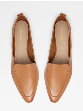 ALDO Tan Pointed-Toe Leather Loafers